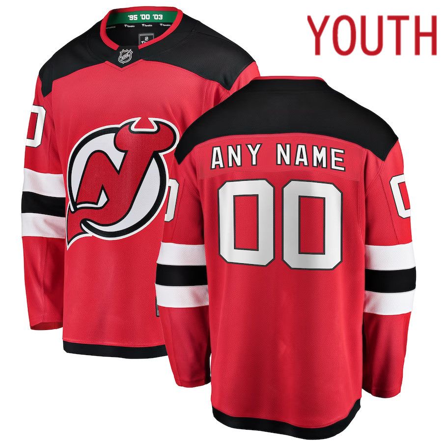 Youth New Jersey Devils Fanatics Branded Red Home Breakaway Custom NHL Jersey-0